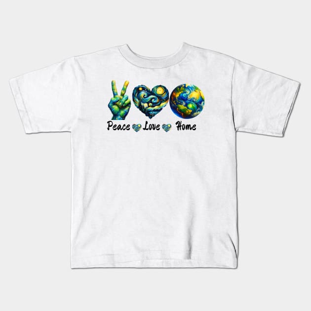 Earth Day 2024 Shirt, Mother Earth Tshirt, Van Gogh Mother Nature Shirt, Nature Lover Shirt, Earth Day Gift for Teacher, Gaia Shirt, Happy Earth Day, Peace Sign Kids T-Shirt by HoosierDaddy